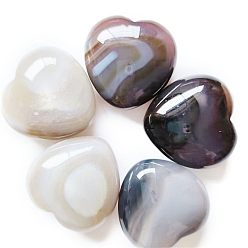 Grey Agate Natural Grey Agate Healing Stones, Heart Love Stones, Pocket Palm Stones for Reiki Ealancing, 30x30x15mm