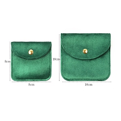 Темно-Зеленый Бархат ювелирных пакеты, подарочные пакеты для ювелирных изделий с кнопкой, для хранения колец, ожерелья, сережек, браслета, квадратный, темно-зеленый, 8x8 см