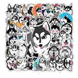 Dog Waterproof PVC Adhesive Sticker Lables, for Suitcase, Skateboard, Refrigerator, Helmet, Mobile Phone Shell, Computer, Cup, Dog Pattern, 55~85x55~85mm, 51pcs/bag