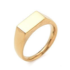 Настоящее золото 18K 304 кольца для пальцев из нержавеющей стали для женщин, прямоугольные, реальный 18 k позолоченный, 6.5 мм, внутренний диаметр: 17 мм