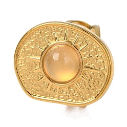 Натуральный Агат Кольца из натурального агата, овальные с солнечно-золотистым оттенком 304 манжеты из нержавеющей стали для женщин, 22.5 мм, размер США 6 (16.5 мм)