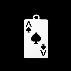 Нержавеющая Сталь Цвет 304 подвески из нержавеющей стали, лазерная резка, игральная карта, цвет нержавеющей стали, 19x10x1 мм, отверстие : 1.5 мм