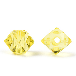 Yellow Transparent Acrylic Beads, Faceted, Polygon, Yellow, 8x10x9mm, Hole: 1.6mm, about 1300pcs/500g