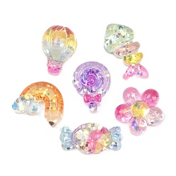 (52) Непрозрачная лаванда Прозрачная смола и кабошоны с пайетками, разнообразные, разноцветные, 12~25.5x13~23x6~9 мм