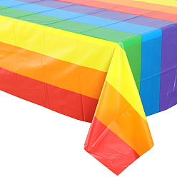 Rainbow Disposable PE Plastic Tablecloths, for Party, Rectangle, Colorful, Rainbow Pattern, 2700x1370mm