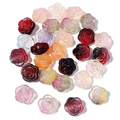 Couleur Mélangete Perles acryliques transparentes peintes à la bombe, fleur, couleur mixte, 12x9mm, Trou: 2.2mm