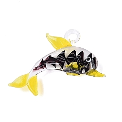 Кокосово-Коричневый Большие подвески, лэмпворк, ручная работа , прелести дельфинов, кокосового коричневый, 54~56x65~68x15~16.5 мм, отверстие : 5~6x6~7 мм