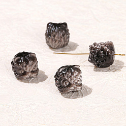 Obsidian Natural Silver Obsidian Carved Beads, Lion Heads, 16mm