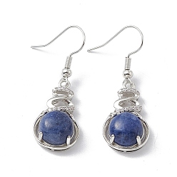 Содалитовое Серьги-подвески в виде тыквы из натурального содалита с кристаллами и стразами, платиновые латунные украшения для женщин, 39 мм, штифты : 0.6 мм