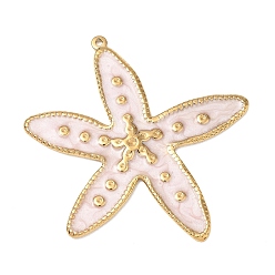 Starfish 304 Stainless Steel Enamel Big Pendants, Ion Plating(IP), Golden, Starfish Charms, 53x50x2mm, Hole: 1.5mm