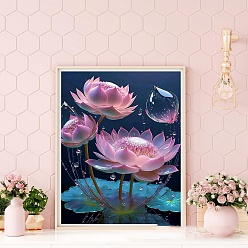 Pearl Pink Flower DIY Diamond Painting Kit, Including Resin Rhinestones Bag, Pearl Pink, 400x300mm