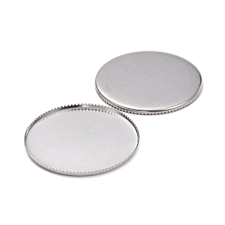 Stainless Steel Color 304 Stainless Steel Plain Edge Bezel Cups, Flat Round, Stainless Steel Color, 36x2mm, Tray: 35mm