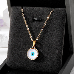 white Stylish Devil Eye Necklace with Cat's Eye Stone and Colorful Alloy Patches