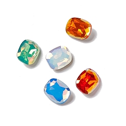 Mixed Color Light AB Style K9 Glass Rhinestone Cabochons, Pointed Back & Back Plated, Octagon Rectangle, Mixed Color, 10x8x4mm
