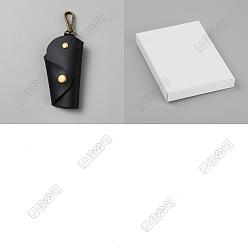 Черный 1 Винтажные чехлы для ключей из искусственной кожи с металлическими застежками, чёрные, 14.3 см, мешок: 10.35x5.2x2.7 см