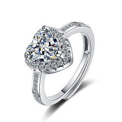 Copper plated with white gold Zircon Wide-faced Ring for Women - Elegant and Stylish Hand Accessory.