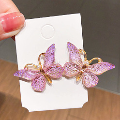 17#Light Purple Two Butterfly Hairpins Drip Oil Butterfly Hair Clip Mori Duckbill Clip Edge Clip Headdress Liu Hai Clip Girl Hairpin Hair Accessories