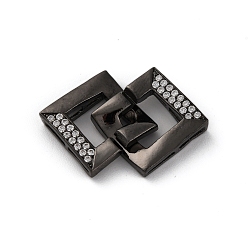 Черный Застежки-замки квадратные латунные с покрытием стойки, с четким кубического циркония, долговечный, без свинца и без кадмия, чёрные, 26 мм