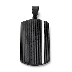 Черный 304 подвески из нержавеющей стали, прямоугольник амулеты, черная и нержавеющая сталь цвет, 41x21.5x3 мм, отверстие : 7x4.5 мм