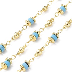 Синтетическая Бирюза Цепочки со столбиками из синтетической бирюзы, с настоящими 18 к золотыми медными выводами, пайки, с катушкой, 5x14x5 мм