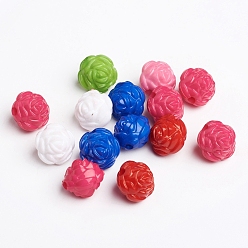 Разноцветный Непрозрачные акриловые бусины, цветок, красочный, 13x13x13 мм, отверстие : 2 мм, Около 520 шт / 500 г