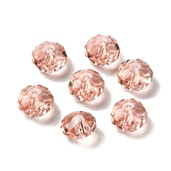 Misty Rose Glass Imitation Austrian Crystal Beads, Faceted, Rondelle, Misty Rose, 8x5~5.5mm, Hole: 1.2~1.5mm