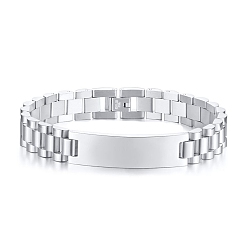 Stainless Steel Color Stainless Steel Watch Band Bracelets, Blank Stamping Tag Bracelet for Men Women, Stainless Steel Color, 8-1/4x1/2 inch(21x1.2cm)