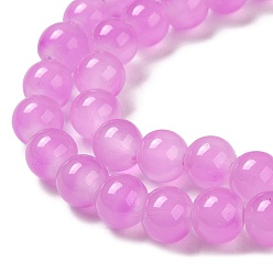 Medium Orchid Baking Painted Imitation Jade Glass Round Bead Strands, Medium Orchid, 8.5~9mm, Hole: 1.5mm, about 105pcs/strand, 31.8 inch