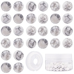 Howlite SUNNYCLUE DIY Jewelry Set Making Kits, with Natural Howlite Round Beads, Dyed & Undyed, Elastic Thread, 8~8.5mm, Hole: 1mm, 10pcs/box