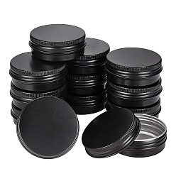 Черный Цвет Металла Круглые алюминиевые жестяные банки, алюминиевая банка, контейнеры для хранения косметики, свечи, конфеты, с винтовой крышкой, металлический черный , 5.5x2.15 см, внутренний диаметр: 48.5 мм, мощность: 30мл