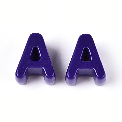 Индиго Непрозрачный акрил европейского бисера, бусины с большим отверстием, буква a, индиговые, 21x17.5x13.8 мм, отверстие : 6 мм, 196 шт / 500 г