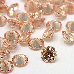 PeachPuff Diamond Shape Grade A Cubic Zirconia Cabochons, Faceted, PeachPuff, 1mm