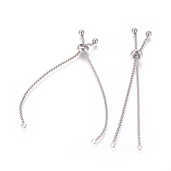 Нержавеющая Сталь Цвет Устойчивый к потускнению регулируемый 304 браслет из нержавеющей стали, слайдерные браслеты, цвет нержавеющей стали, 9 дюйм (23 см)