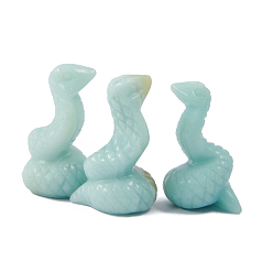 Amazonite Natural Amazonite Sculpture Display Decorations, for Home Office Desk, Snake, 31.3x40.7mm