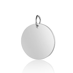 Stainless Steel Color 201 Stainless Steel Pendants, Manual Polishing, Flat Round, Stamping Blank Tag, Stainless Steel Color, 18x1.5mm, Hole: 3.5mm