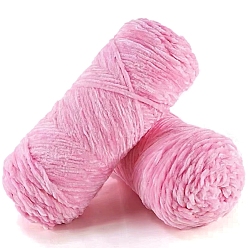 Pearl Pink 100g Polyester Chenille Yarn, Velvet Hand Knitting Threads, for Baby Sweater Scarf Fabric Needlework Craft, Pearl Pink, 3mm