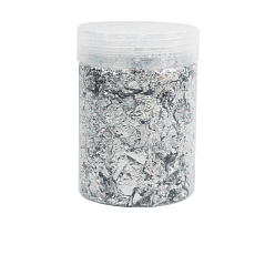 Silver Foil Chip Flake, for Resin Craft, Nail Art, Painting, Gilding Decoration Accessories, Silver, Bottle Size: 8x5.5cm