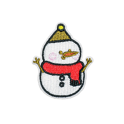 Snowman Christmas Theme Computerized Embroidery Cloth Self Adhesive Patches, Stick On Patch, Costume Accessories, Appliques, Snowman, 51x41mm