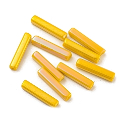 Gold Electroplate Glass Beads, Faceted, Rectangle, Gold, 19.5~20x4x4mm, Hole: 1mm