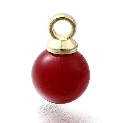 Красный Подвески из АБС-пластика с жемчугом, круглые, с петлей из легкого золотого сплава, красные, 9.5x6 мм, отверстие : 1.6 мм