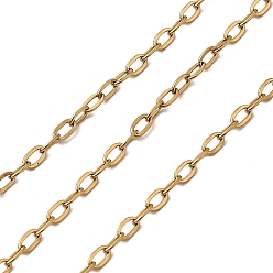 Золотой 304 кабельные цепи из нержавеющей стали, пайки, Плоско-овальные, золотые, 4.5x2.5 мм