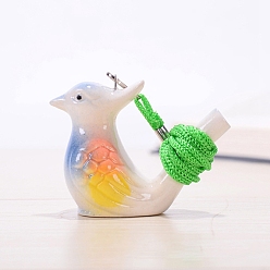 Peacock Porcelain Whistles, with Polyester Cord, Whistles Toys for Kids Birthday Gift, Peacock Pattern, 72x38x55mm