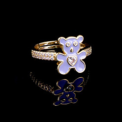 purple Charming Heart Bear Ring: Trendy and Unique Tail Finger Jewelry
