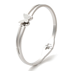 Нержавеющая Сталь Цвет Регулируемые 304 браслеты из нержавеющей стали, браслеты-манжеты в виде бабочек для женщин, цвет нержавеющей стали, внутренний диаметр: 1-7/8x2-3/8 дюйм (4.7x6 см)