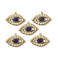 Lapis Lazuli Vacuum Plating 201 Stainless Steel Natural Natural Lapis Lazuli Pendants, Real 18K Gold Plated, Eye Charms, 15.5x23x3.5mm, Hole: 1.5mm