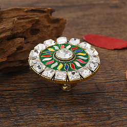 Зеленый Богемный винтаж этнический сплав горный хрусталь перстни, Кольца для женщин с цветочным рисунком в эмалевой стилистике, зелёные