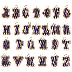Letter A~Z 26шт 26 стили ручная работа бисер миюки, ткацкий узор с буквами подвески, с 304 кольцами из нержавеющей стали, Письмо ~ Z, 15~18x8~15x2 мм, отверстие : 2.5 мм, 1 шт / стиль