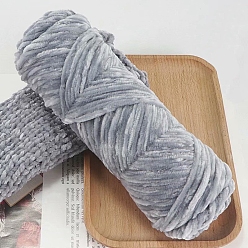 Dark Gray Wool Chenille Yarn, Velvet Hand Knitting Threads, for Baby Sweater Scarf Fabric Needlework Craft, Dark Gray, 3mm, about 87.49 Yards(80m)/Skein