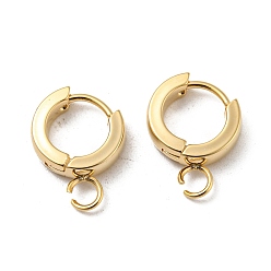 Real 24K Gold Plated 201 Stainless Steel Huggie Hoop Earrings Findings, with Vertical Loop, with 316 Surgical Stainless Steel Earring Pins, Ring, Real 24K Gold Plated, 11x2mm, Hole: 2.7mm, Pin: 1mm