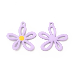 Средняя Орхидея Стойки подвески обшивки сплава, окрашенные распылением цветочные подвески, без кадмия, без никеля и без свинца, средне орхидеи, 27x24.5x3 мм, отверстие : 1.8 мм
